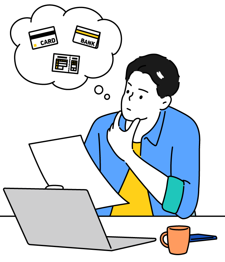 NHK受信料の支払い方法について調べようとしている男性のイラスト