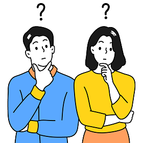 NHK受信料について考えている男女のイラスト