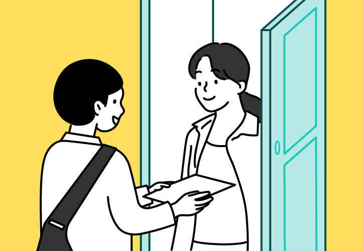 訪問担当者が視聴者宅を訪問しているイラスト